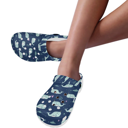 Narwhal Design Print Unisex Clogs Shoes