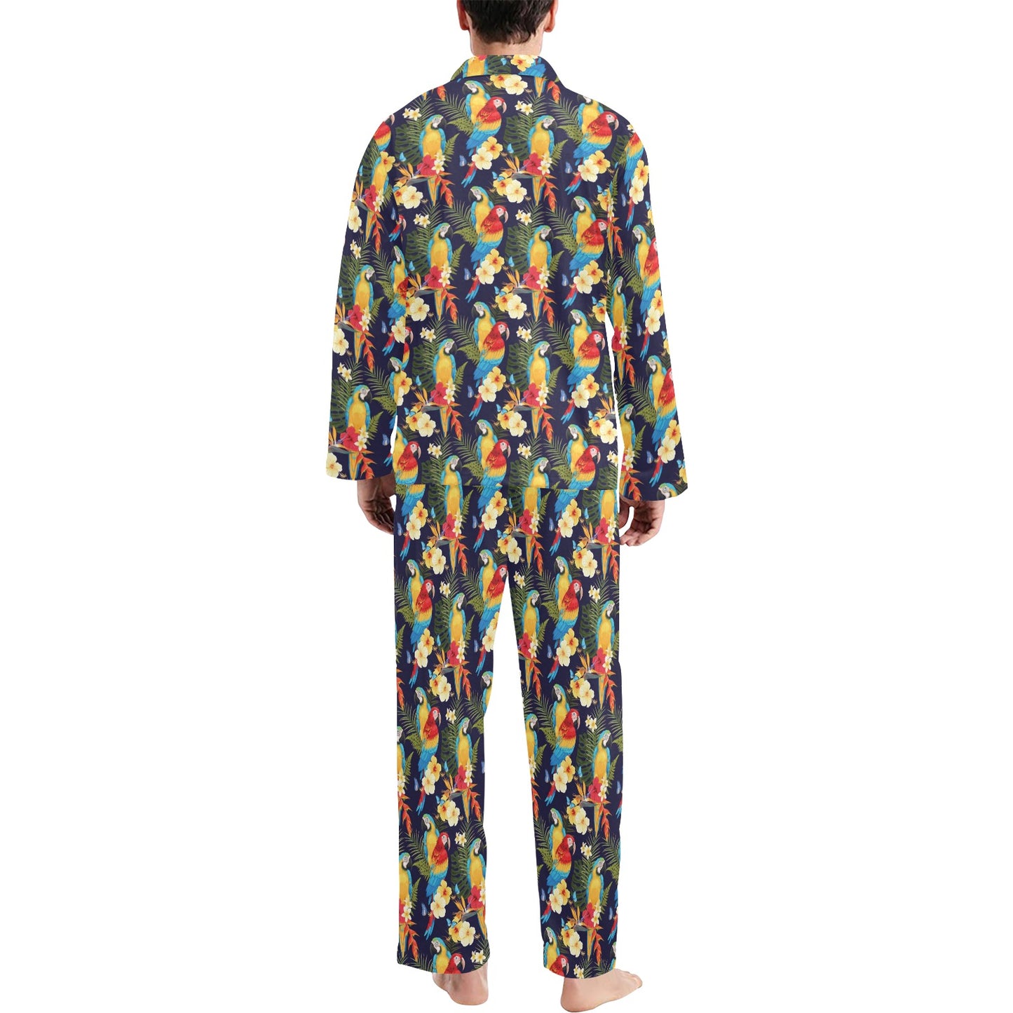 Parrot Themed Design Men's Long Pajama Set