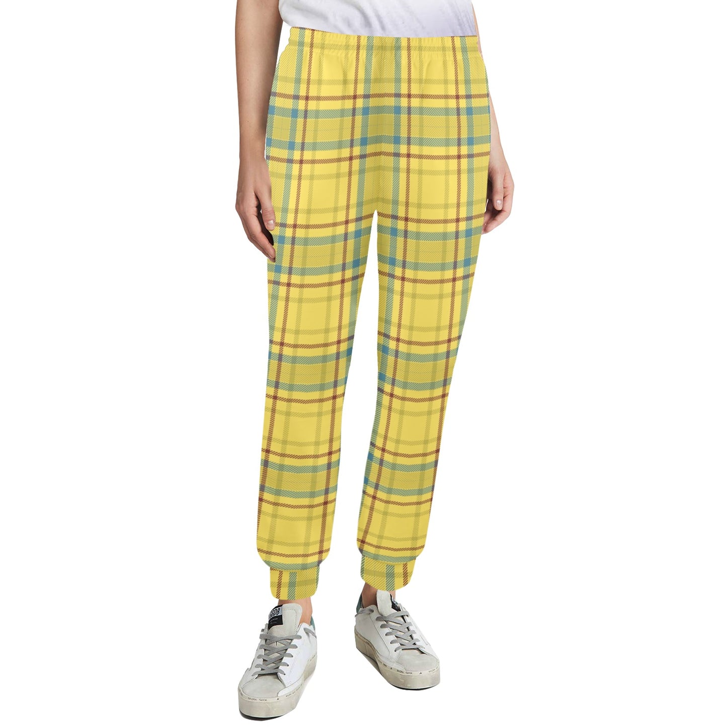 Tartan Yellow Print Design LKS301 Women's Casual Track Pants