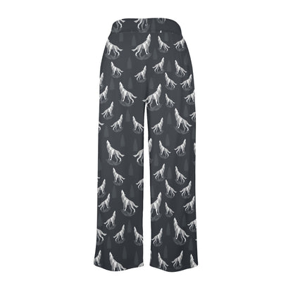 Wolf Print Design LKS303 Women's Wide Leg Lounge Pants