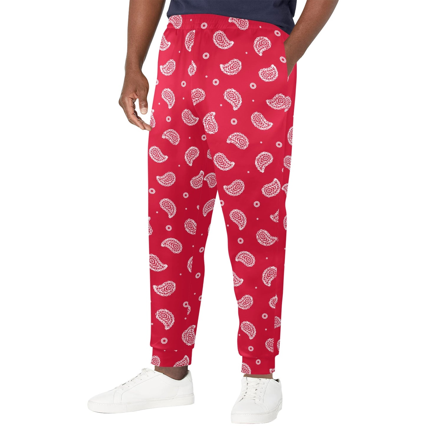 Bandana Red Paisley Print Design LKS305 Men's Casual Track Pants