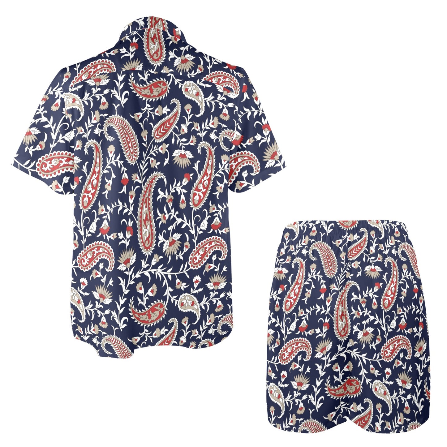 Paisley Pattern Print Design A05 Men's Beach Shirt and Shorts Set