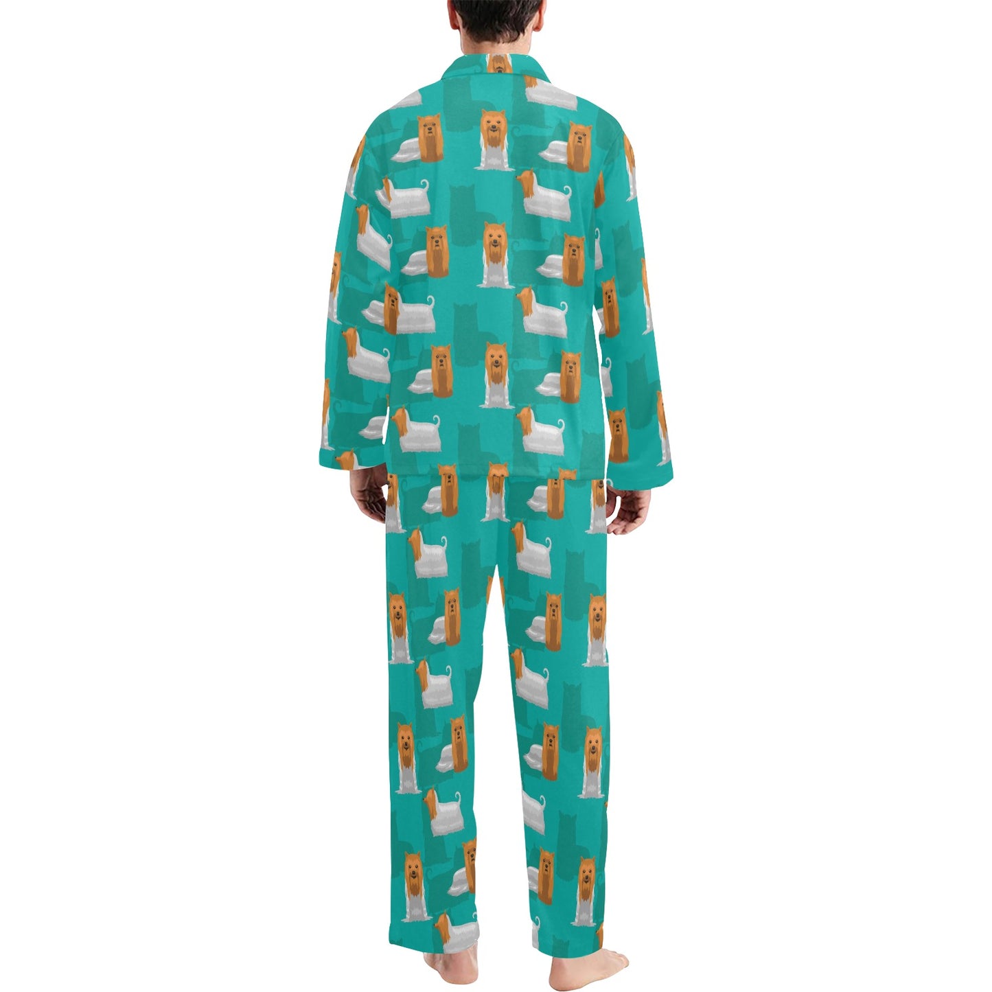 Silky Terriers Print Design LKS301 Men's Long Pajama Set