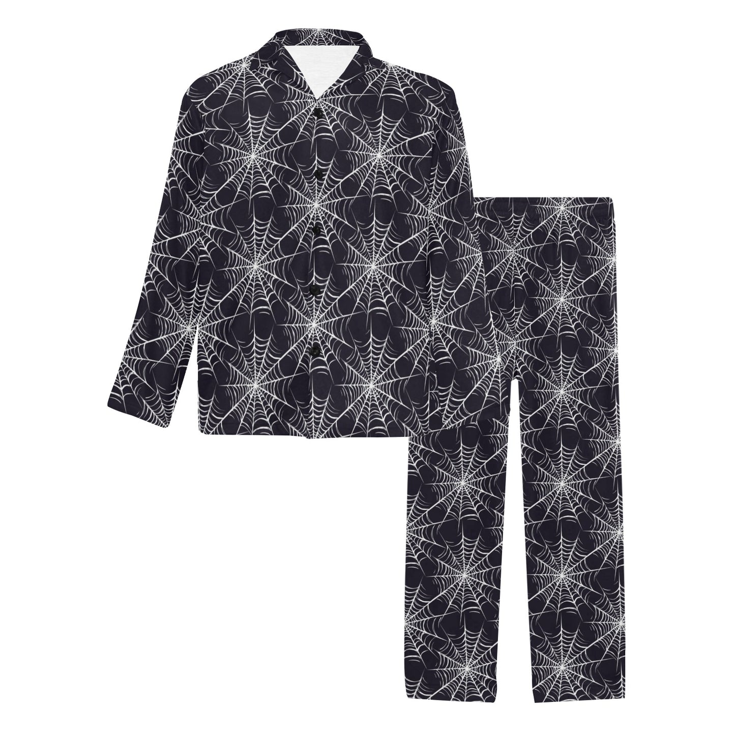 Spider Web Print Design LKS303 Men's Long Pajama Set