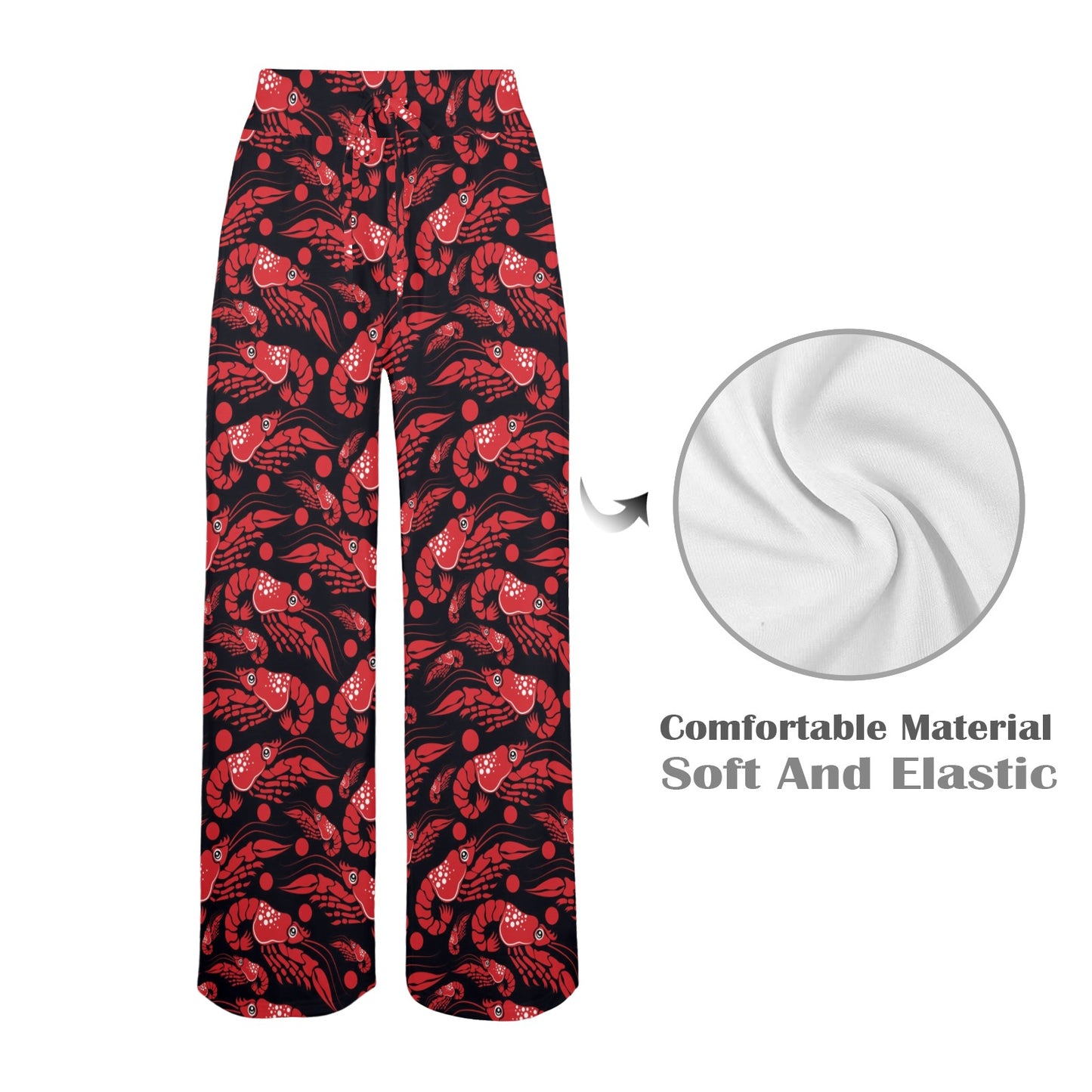 Shrimp Print Design LKS303 Women's Wide Leg Lounge Pants