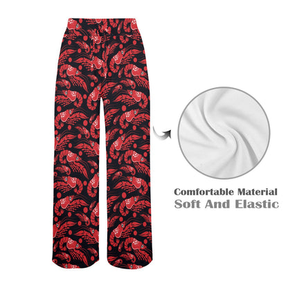 Shrimp Print Design LKS303 Women's Wide Leg Lounge Pants