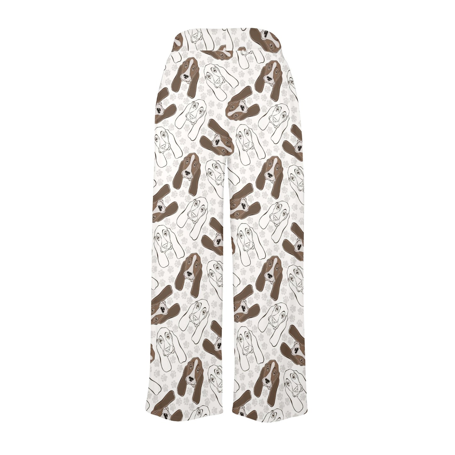 Basset Hound Pattern Print Design 01 Women's Wide Leg Lounge Pants