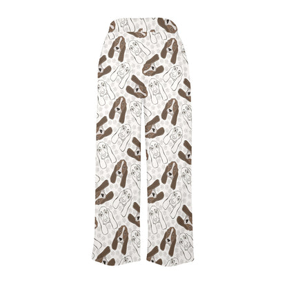 Basset Hound Pattern Print Design 01 Women's Wide Leg Lounge Pants