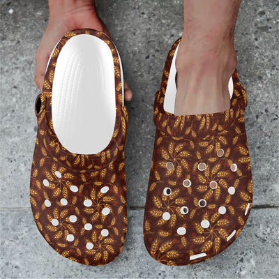 Agricultural Brown Wheat Print Pattern Unisex Clogs Shoes