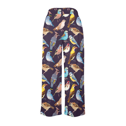 Bird Cute Print Pattern Women's Wide Leg Lounge Pants