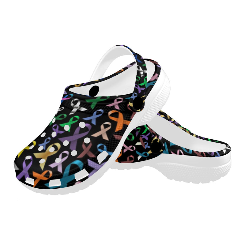 Breast Cancer Awareness Colorful Print Unisex Clogs Shoes