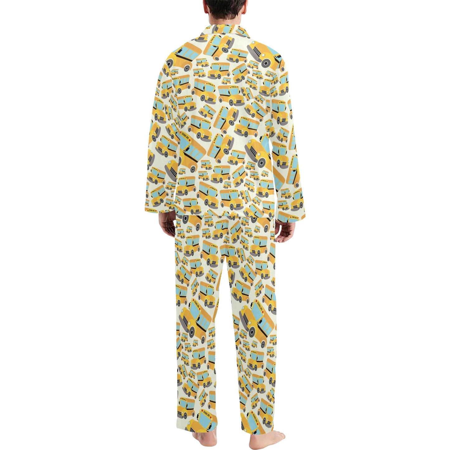 School Bus Print Design LKS301 Men's Long Pajama Set