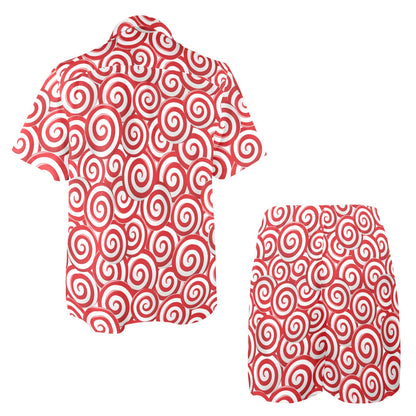 Candy Pattern Print Design 03 Men's Beach Shirt and Shorts Set