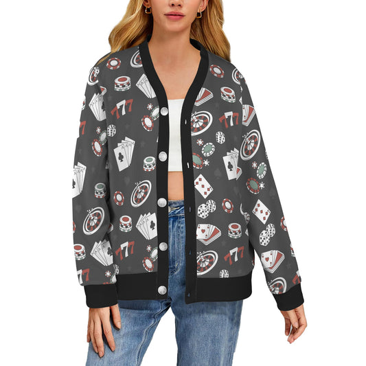 Casino Pattern Print Design 02 Women's Cardigan
