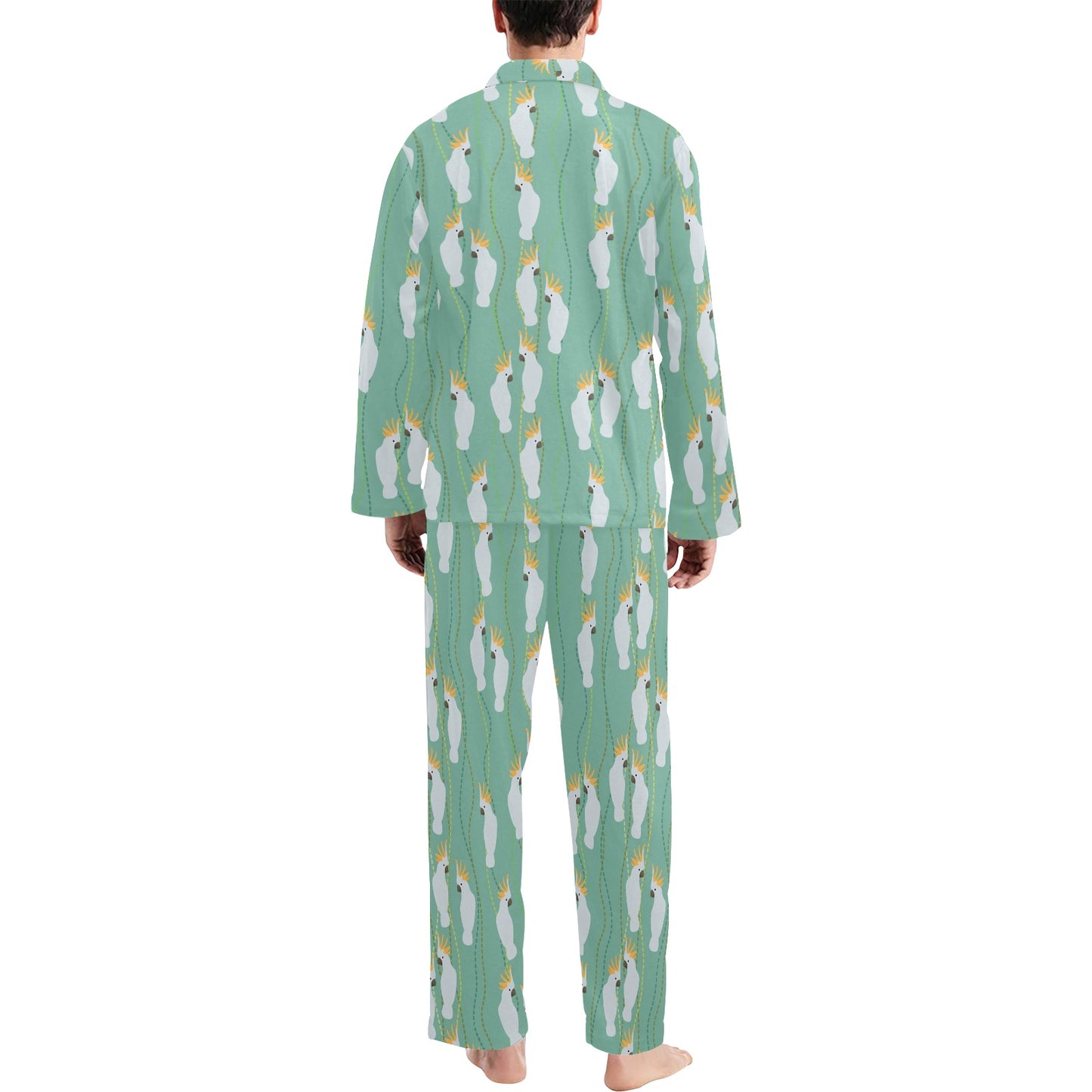 Cockatoo Pattern Print Design 01 Men's Long Pajama Set