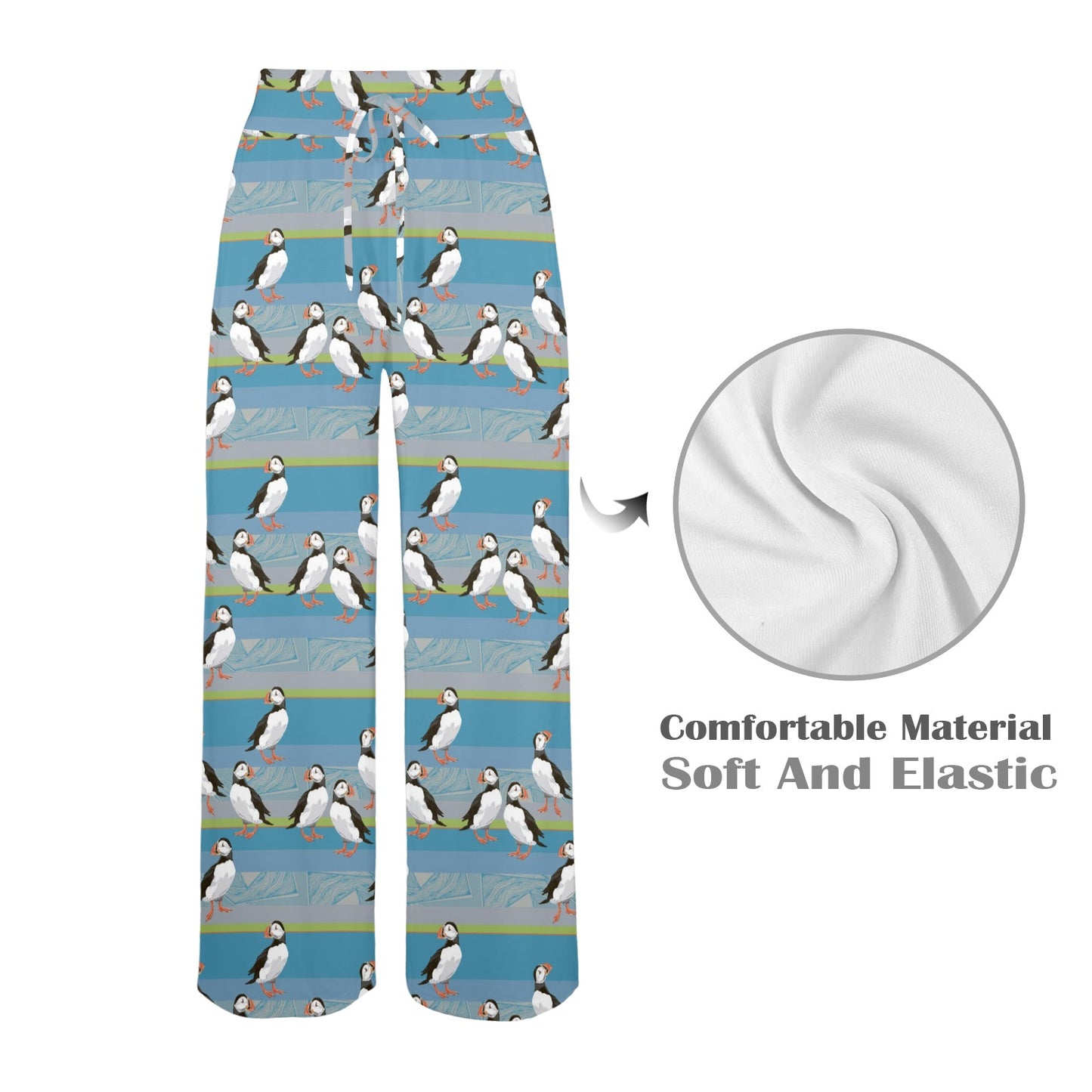 Puffin Pattern Print Design A01 Women's Wide Leg Lounge Pants