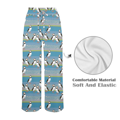 Puffin Pattern Print Design A01 Women's Wide Leg Lounge Pants