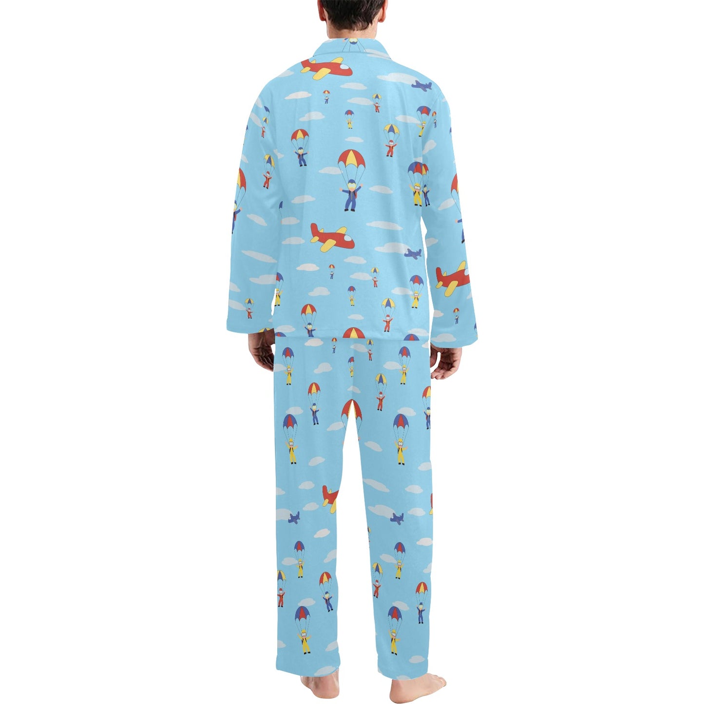 Skydiver Print Design LKS304 Men's Long Pajama Set