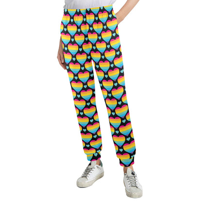 Rainbow Heart Print Pattern Women's Casual Track Pants