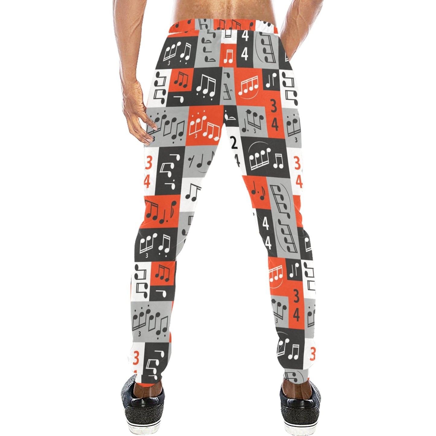 Music Note Design Themed Print Men's Sweatpants