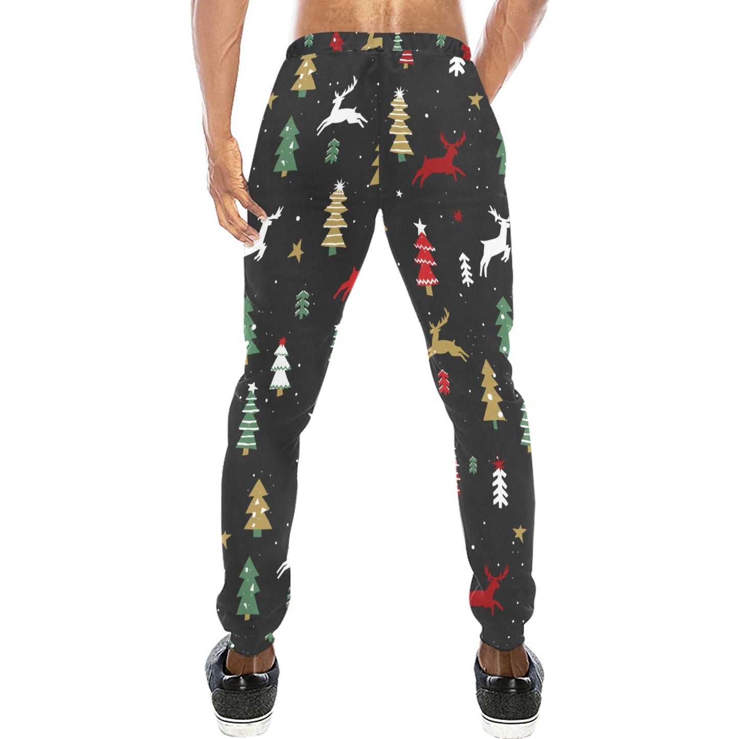 Christmas Tree Deer Style Pattern Print Design 03 Men's Sweatpants