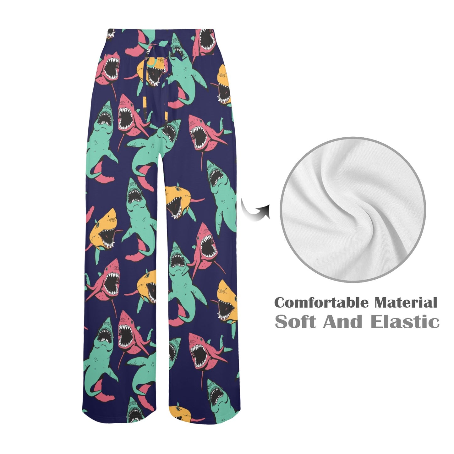 Shark Bite Pattern Women's Wide Leg Lounge Pants