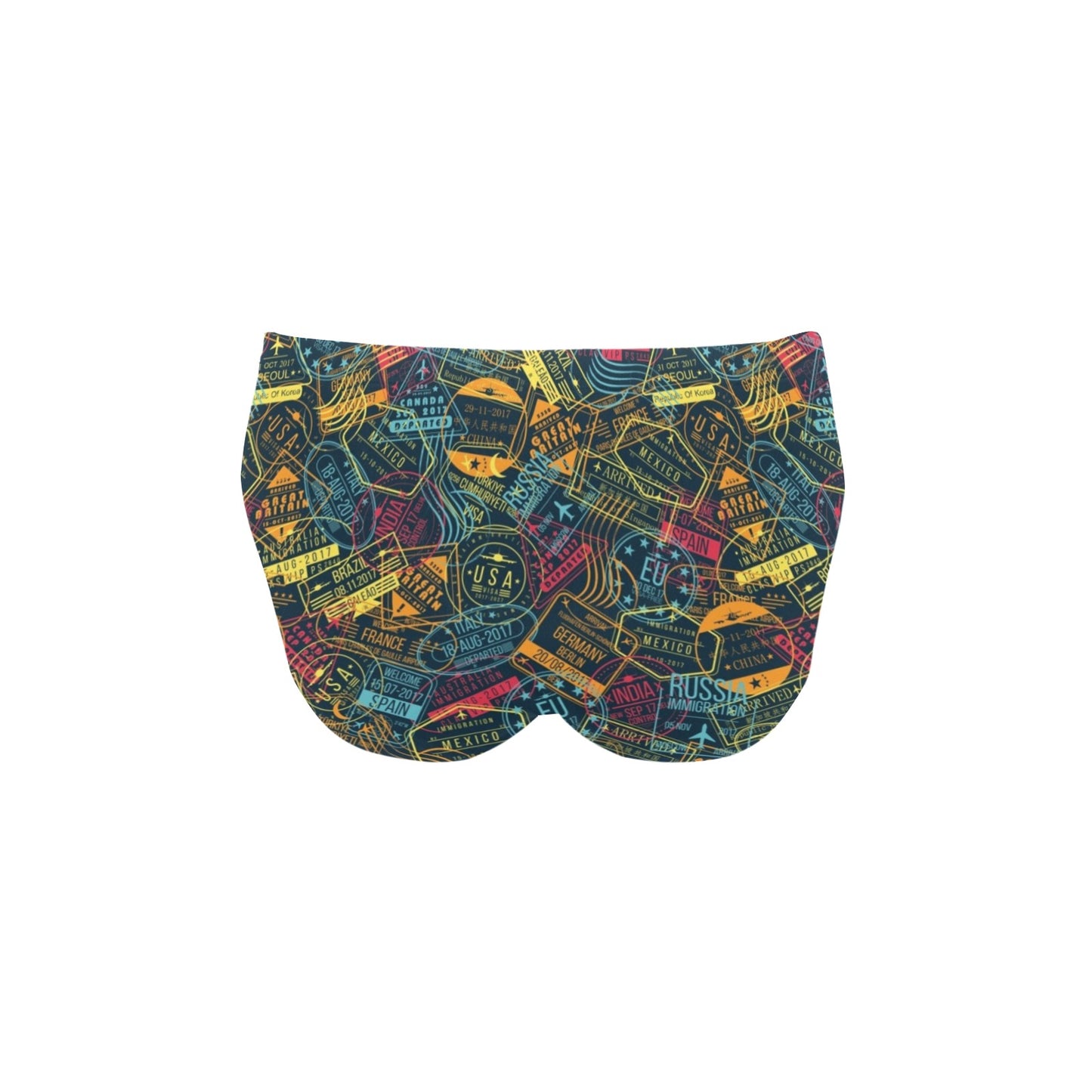 Travel Stamp Colorful Print Design LKS304 Men's Swimming Briefs