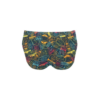 Travel Stamp Colorful Print Design LKS304 Men's Swimming Briefs