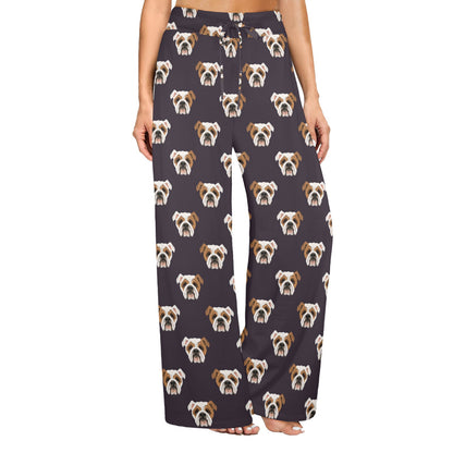 Bulldogs Pattern Print Design 03 Women's Wide Leg Lounge Pants