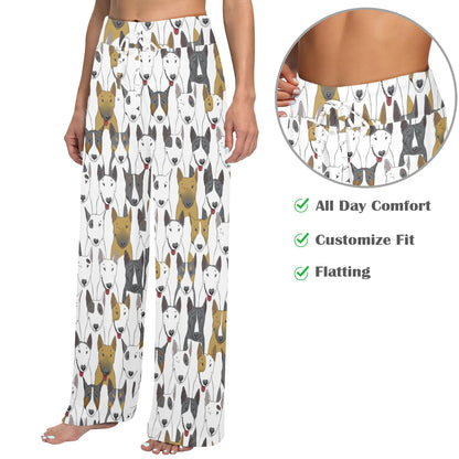 Bull Terriers Pattern Print Design 03 Women's Wide Leg Lounge Pants