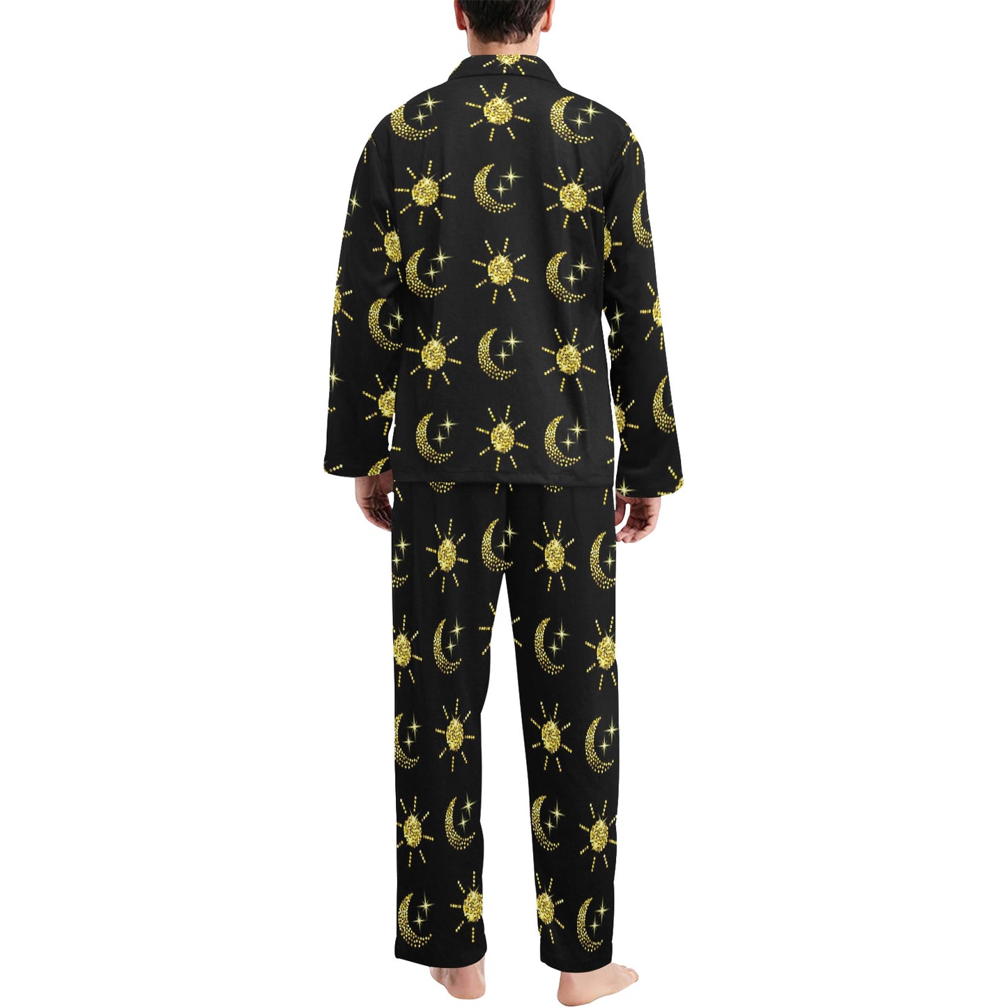 Sun Moon Print Design LKS304 Men's Long Pajama Set