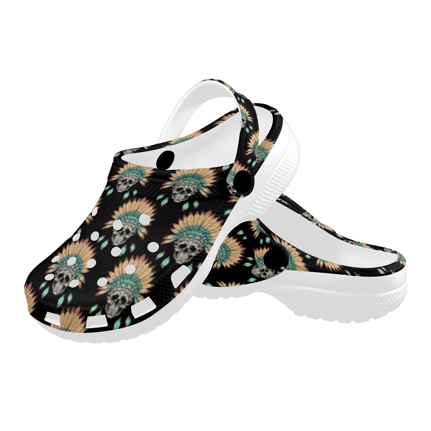 American indian Skull Pattern Unisex Clogs Shoes