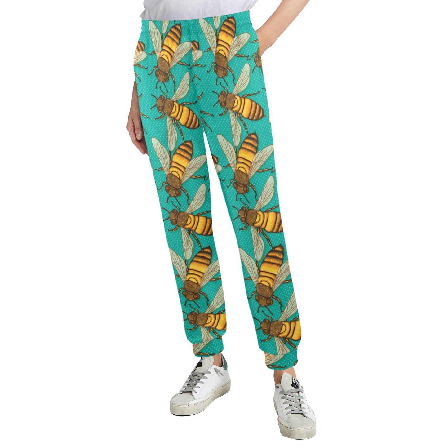 Bee Pattern Print Design BEE04 Women's Casual Track Pants