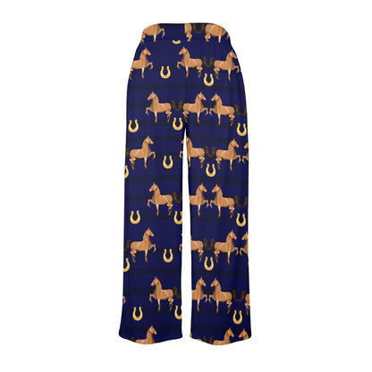 Horse Luxury Themed Pattern Print Women's Wide Leg Lounge Pants