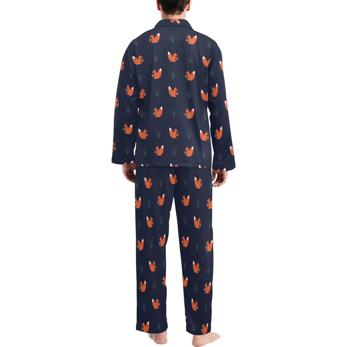 Squirrel Print Design LKS303 Men's Long Pajama Set