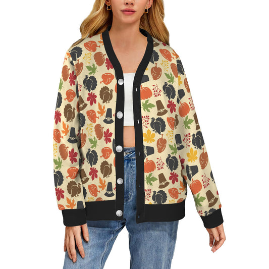 Thanksgiving Print Design LKS303 Women's Cardigan