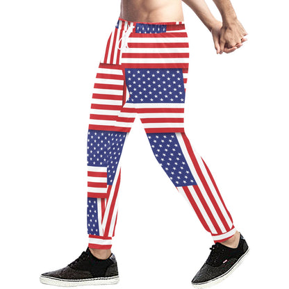 Patriotic US Flag Pattern Print Design A01 Men's Sweatpants