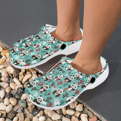 Panda Bear Cute Themed Print Unisex Clogs Shoes