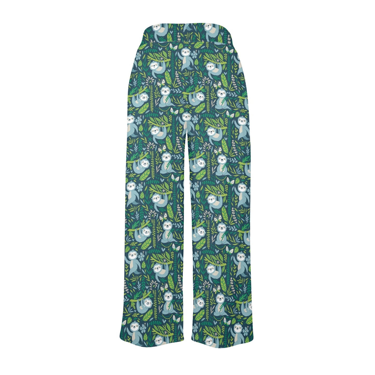 Sloth Print Design LKS304 Women's Wide Leg Lounge Pants
