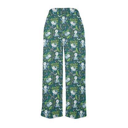 Sloth Print Design LKS304 Women's Wide Leg Lounge Pants