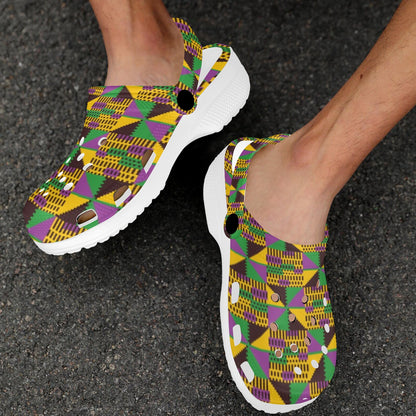 Kente Triangle Design African Print Unisex Clogs Shoes