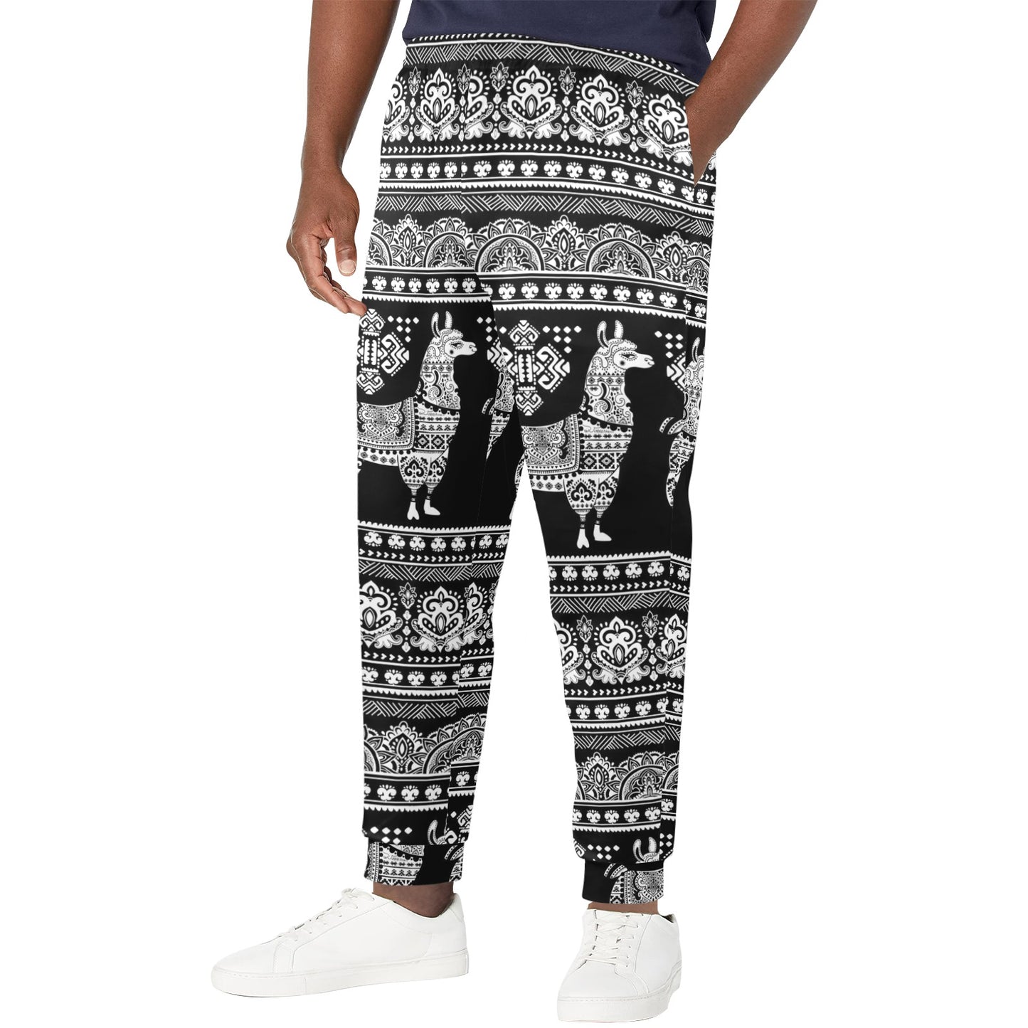 Llama Aztec Style Pattern Print Design 01 Men's Casual Track Pants