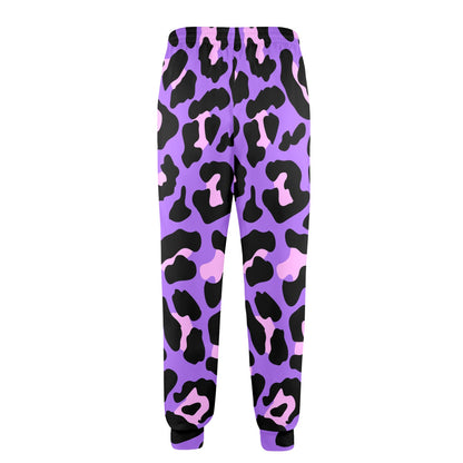 Cheetah Purple Neon Print Pattern Men's Casual Track Pants
