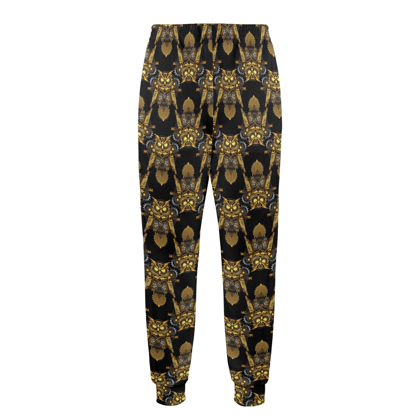 Steampunk Gold Owl Design Themed Print Men's Casual Track Pants