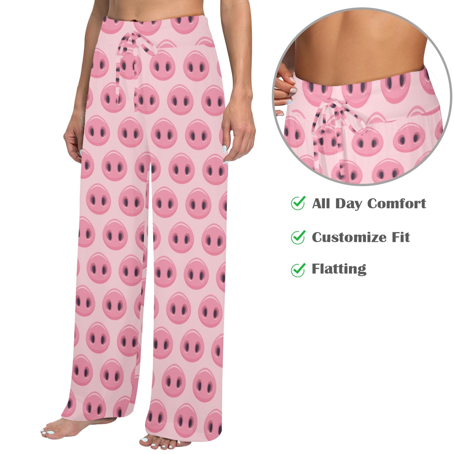 Pig Print Design LKS401 Women's Wide Leg Lounge Pants