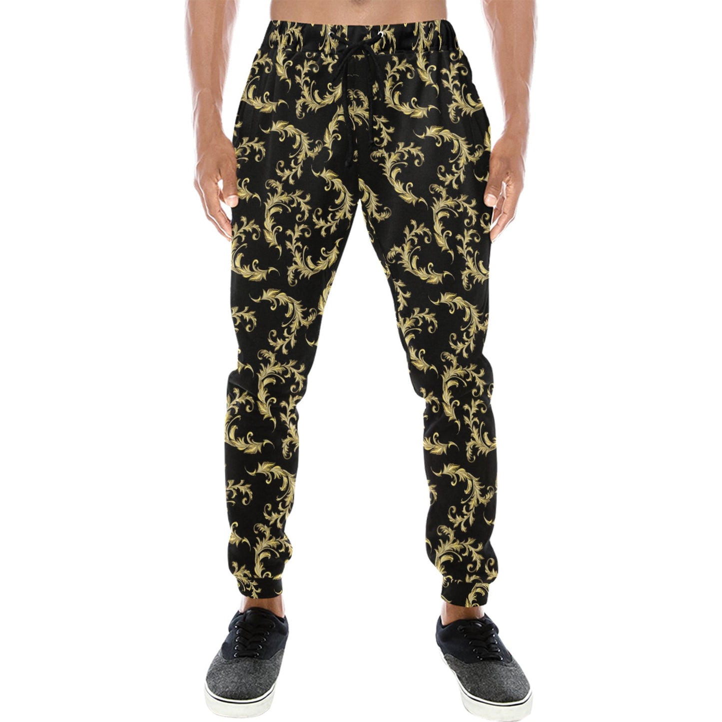 Baroque Golden Pattern Print Design 01 Men's Sweatpants