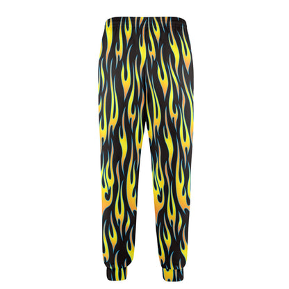 Flame Fire Yellow Pattern Men's Casual Track Pants