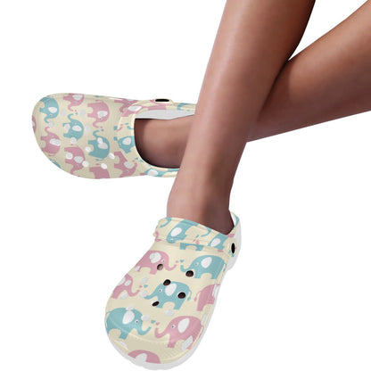 Elephant Baby Pastel Print Pattern Unisex Clogs Shoes