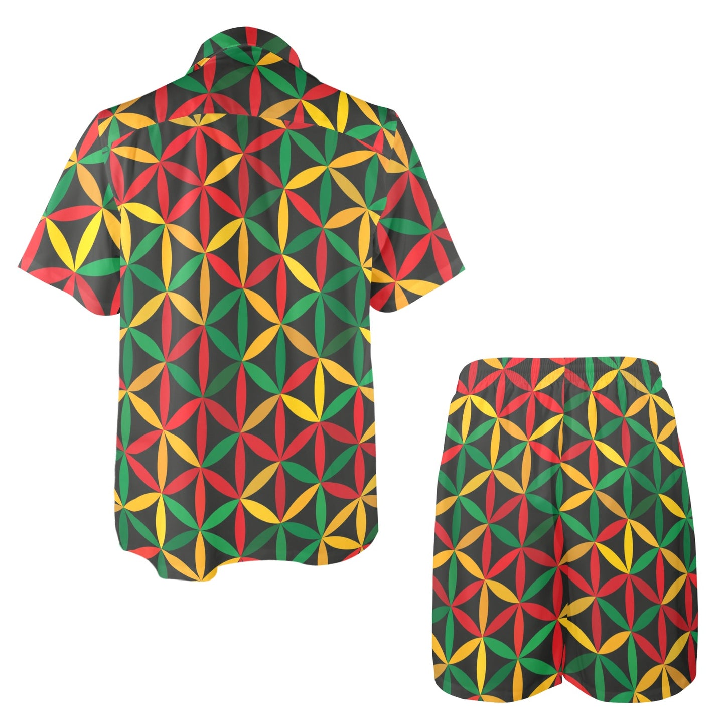 Rasta Pattern Print Design A04 Men's Beach Shirt and Shorts Set