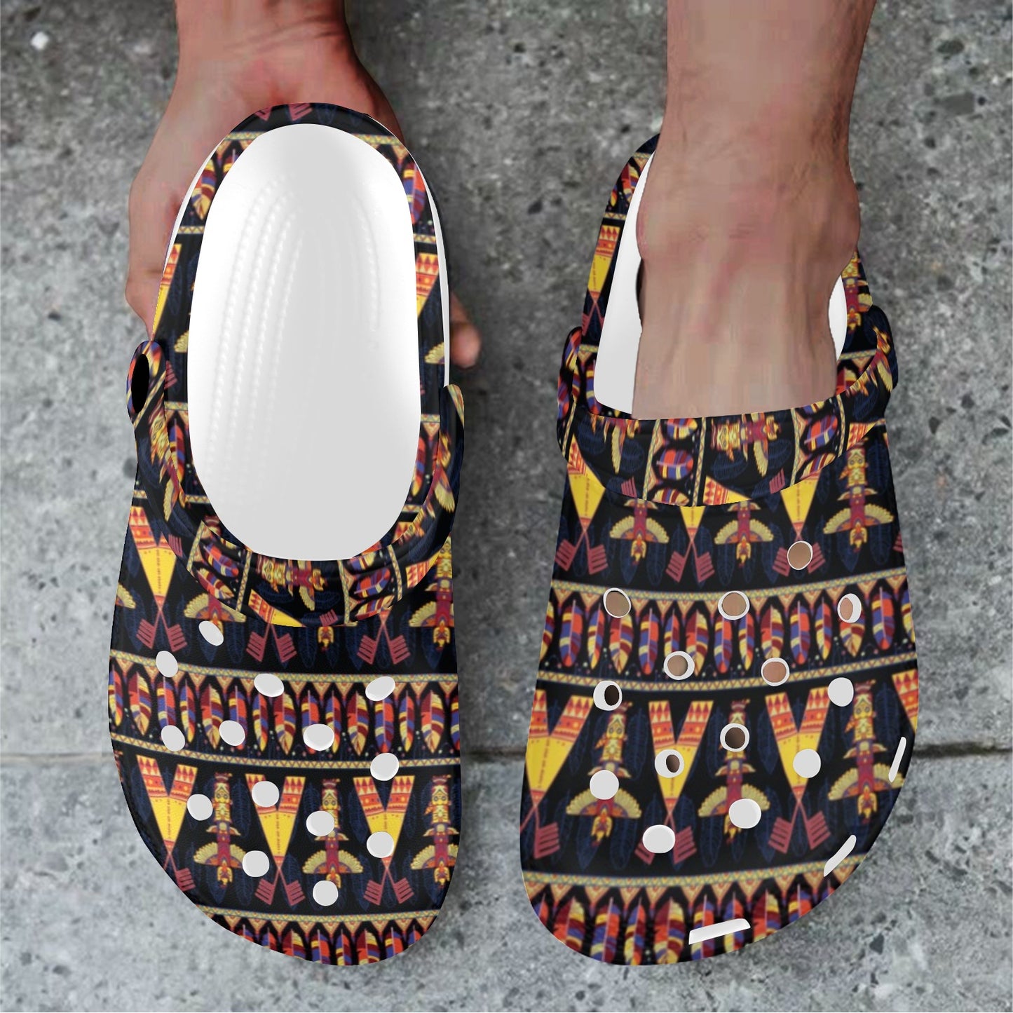 Totem Pole Design Unisex Clogs Shoes